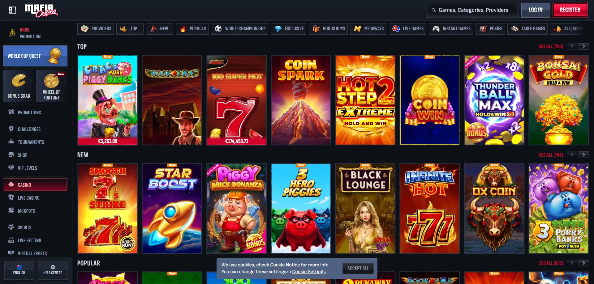 Mafia Casino NZ slot games — 4000+ titles from top providers